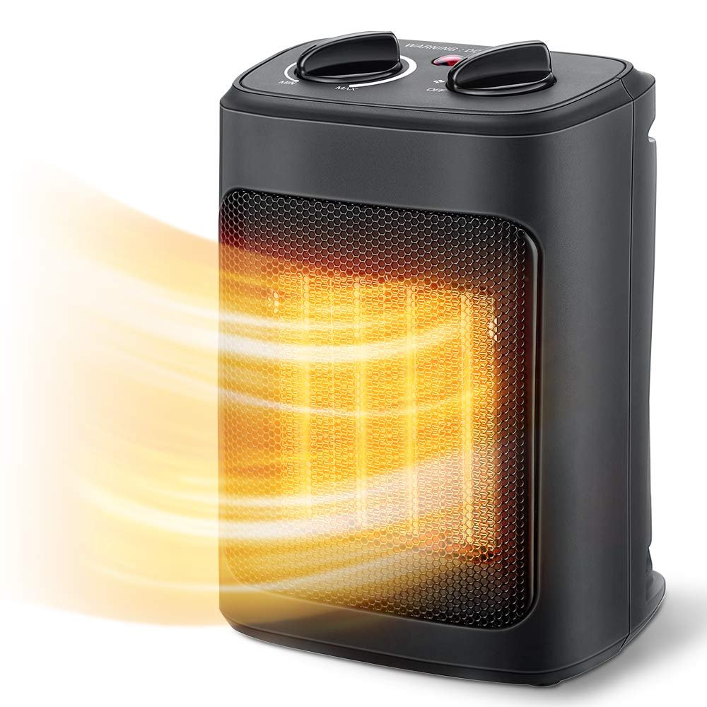Version 1.0.0 Space Heater, 1500W Electric Heaters Indoor Portable with Thermostat, PTC Fast Heating Ceramic Room Small Heater with Heating and Fan Modes for Bedroom, Office and Indoor Use - Image 1